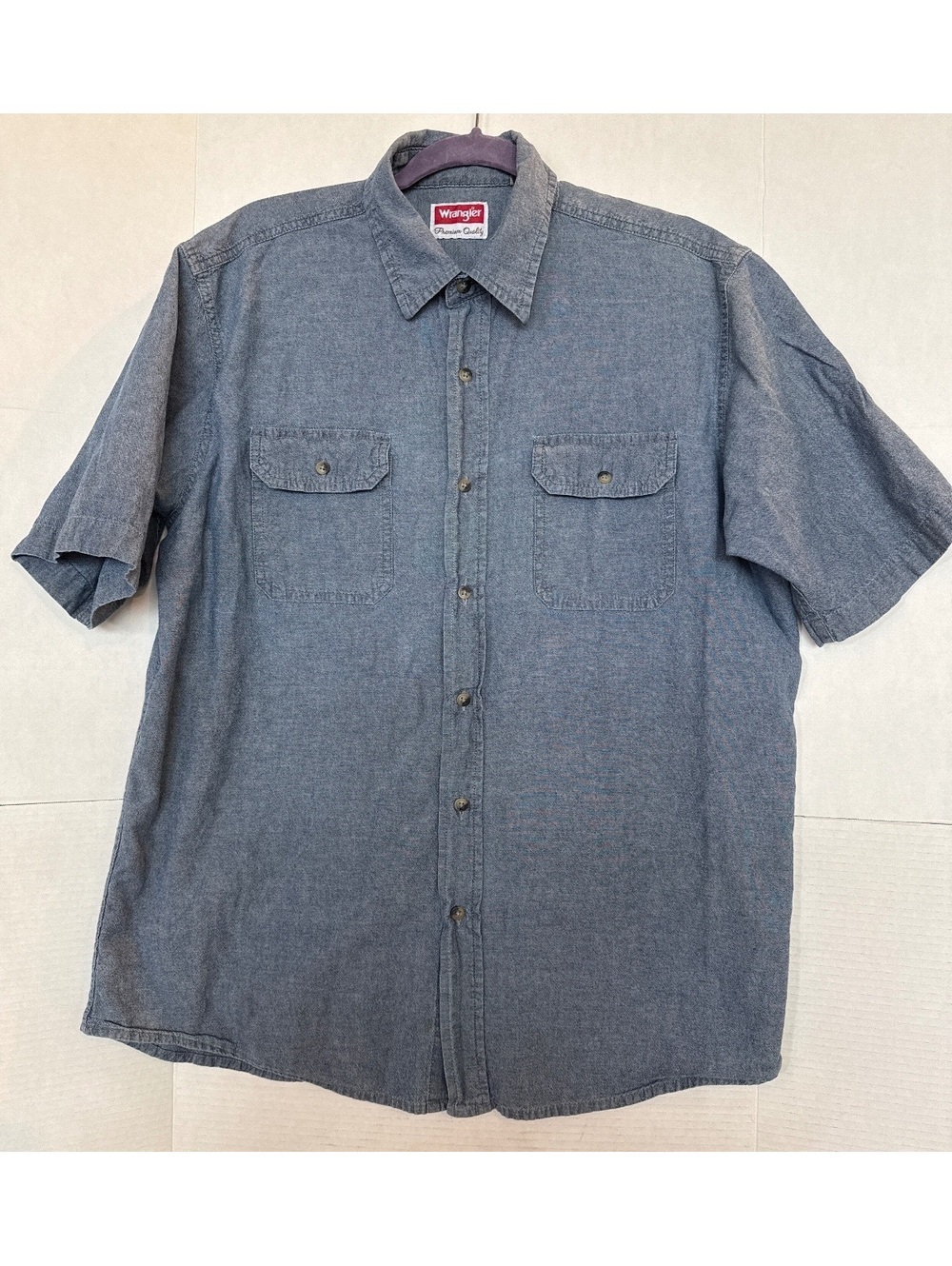 Wrangler Premium Quality Men's Short Sleeve Denim Shirt Large